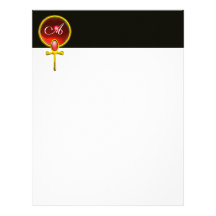 RED TALISMAN MONOGRAM ruby bright black yellow Custom Letterhead