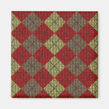 red tartan knitwork pattern magnets