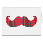 Red Tartan Moustache Greeting Cards
