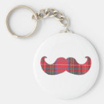 Red Tartan Moustache Key Chains