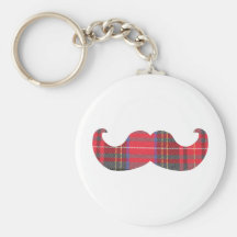 Red Tartan Moustache Key Chains