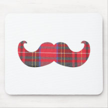 Red Tartan Moustache Mouse Pad
