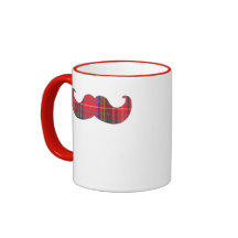 Red Tartan Moustache Mug