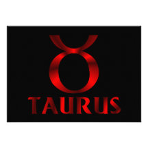 Red Taurus Horoscope Symbol Custom Invitation