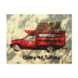 Red Taxi In Chiang Mai Postcard