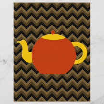 Red Teapot on Brown Zigzags. Custom Flyer