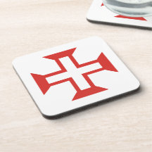 Red Templar Cross Beverage Coasters