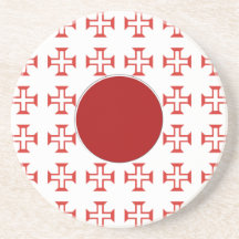 Red Templar Cross pattern Beverage Coaster