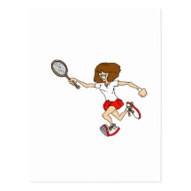 Red tennis girl post cards