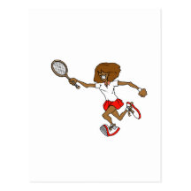 Red tennis girl postcard