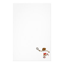 Red tennis girl stationery design