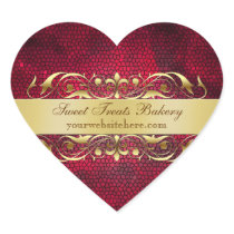 Red Texture Heart Cupcake Baking Label Sticker
