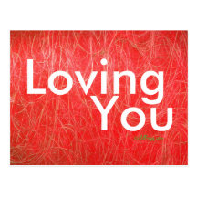 Red Textured Abstract LOVING YOU Postcard