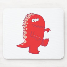 red three eyed dino monster mouse pad