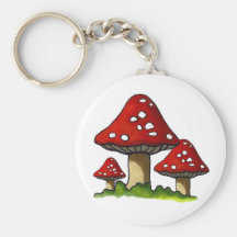 Red Toadtstools, Mushroom: Freehand Art Keychain