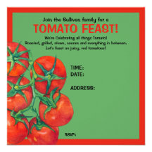 Red Tomatoes green Feast Invitation Card