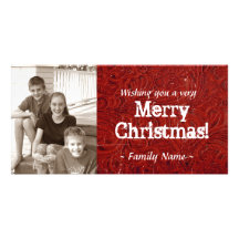 Red Tooled Leather Photo Christmas Card Photo Card