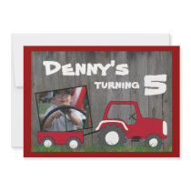 Red Tractor Birthday Invitation: Photo in Cart