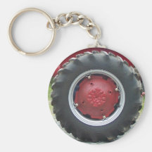 Red tractor Tire Key Chains