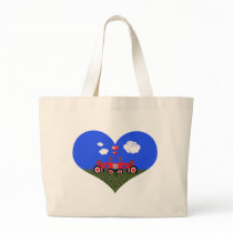 Red Tractor Valentine's Day Canvas Bag