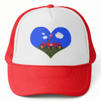 Red Tractor Valentine's Day Trucker Hat