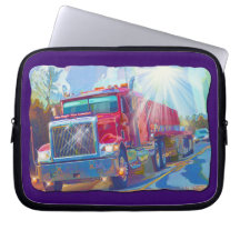 Red Transporter Truck Driver's Art Laptop Sleeve