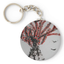 Red Tree and Birds keychains