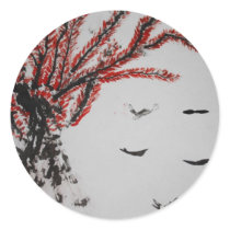 Red Tree and Birds stickers