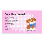 Red Tri Aussie Cartoon Dog on Pink Gingham Business Cards