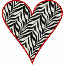 Red Trimmed Zebra Heart Acrylic Cut Outs