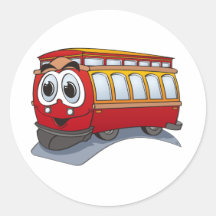 Red Trolley Cartoon Sticker