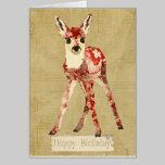 Red Tropical Fawn Birthday  Card cards