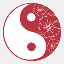 Red Tropical Flower Yin Yang Sticker
