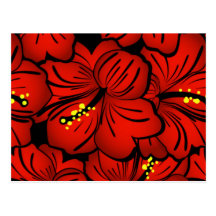 Red Tropical Hawaiian Hibiscus Flower design Post Cards