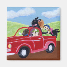 Red Truck and Labradors Refrigerator Magnets