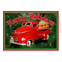 Red Truck Christmas  Ornament (4) Cards