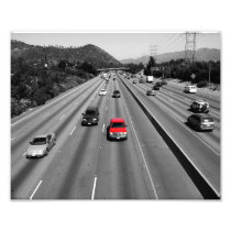 Red Truck On The Freeway Photo Art