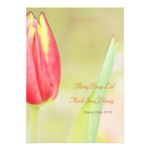 red tulip flower wedding invitation