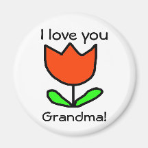 Red Tulip / Love you Grandma Fridge Magnet