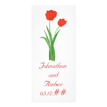 Red Tulips, custom menu cards for weddings Full Colour Rack Card