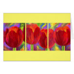 Red Tulips Flowers Art Painting - Multi Card