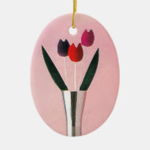 Red tulips flowers christmas tree ornaments
