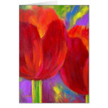 Red Tulips Flowers Painting Art - Multi Cards