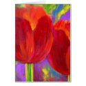 Red Tulips Flowers Painting Art - Multi cards
