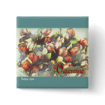 red Tulips, I Love You, Valentine's Day Pin Button