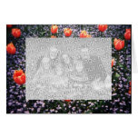Red Tulips in Purple Flowers Card Template