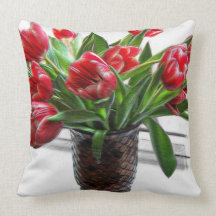 Red Tulips. Throw Pillows