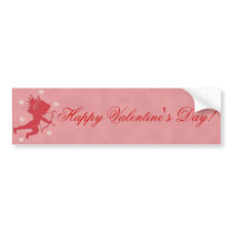 Red Valentine's Day Cupid and Hearts Bumper Sticker