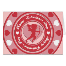Red Valentine's Day Cupid and Hearts Cards