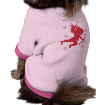 Red Valentine's Day Cupid and Hearts Doggie T-shirt